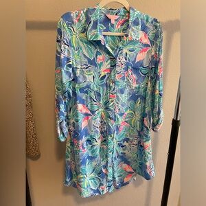 Lilly Pulitzer Women’s Small Natalie Shirt Dress Cover Up Beach Summer Blue